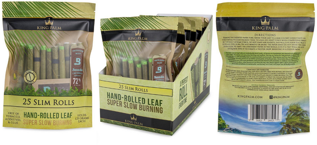 KING PALM SLIM 25CT SLOW BURNING(1.5GM) BOX OF 8