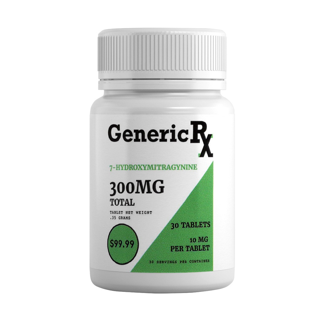 GENERIC RX 300MG 7-HYDROXY KRATOM CAPSULES 30CT JAR