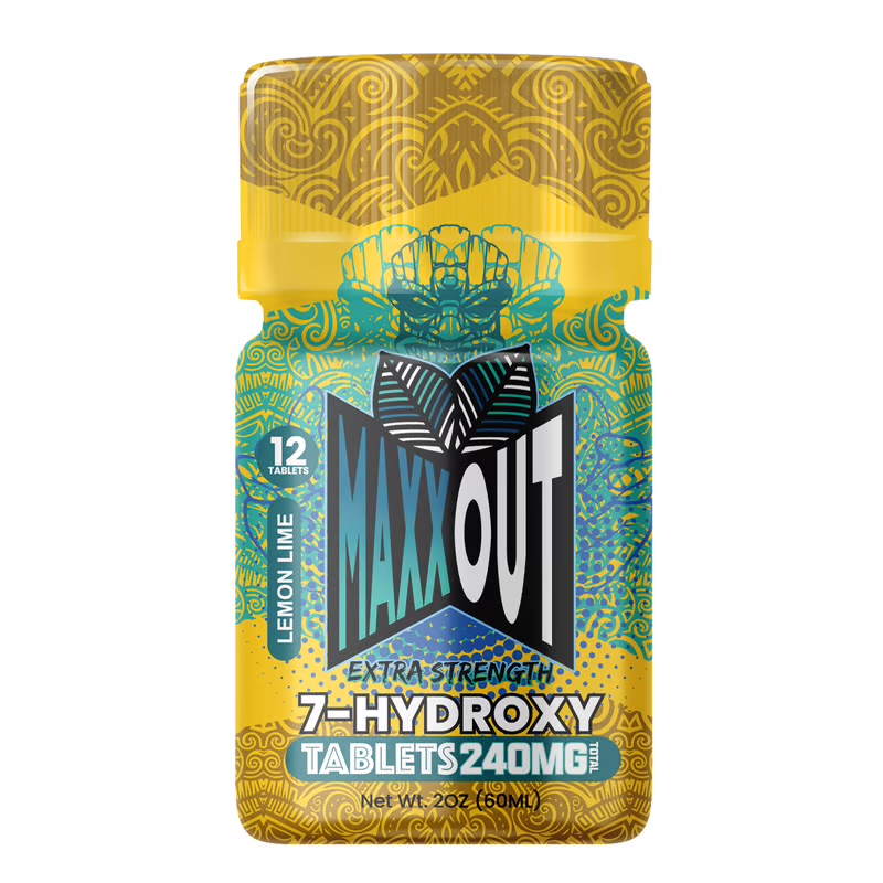 MAXX OUT 20MG 7-HYDROXY LEMON LIME TABLETS 12CT JAR