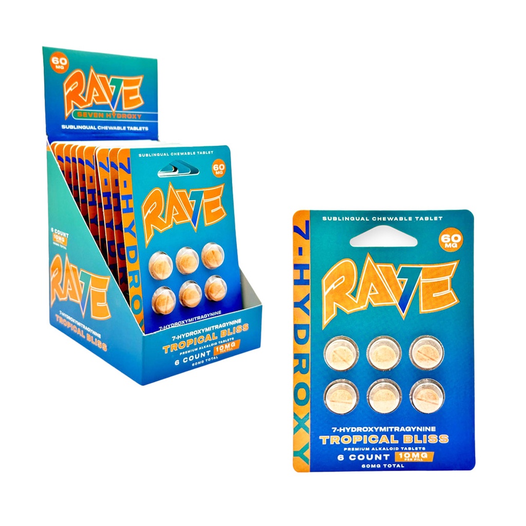 RAVE 10MG 7-HYDROXY TROPICAL BLISS CHEWABLE TABLETS 6CT