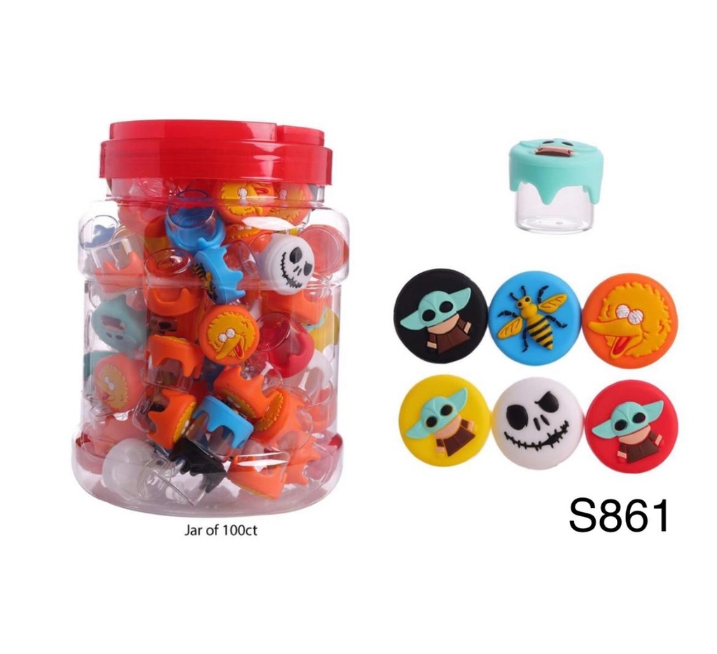 SILICONE OIL CONTAINERS 6ML MIX DESIGN 100CT JAR