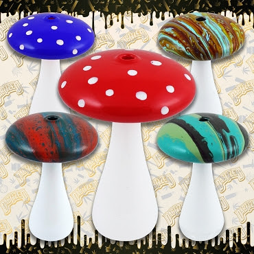 MUSHROOM SHAPE 2 IN 1 GLASS HAND PIPE & HONEY STRAW