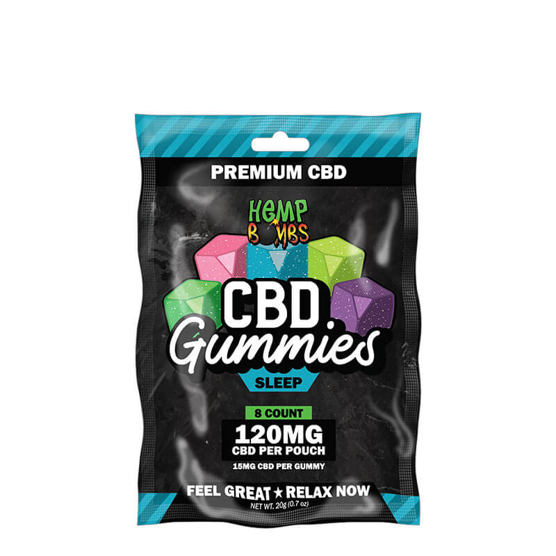 HEMP BOMB SLEEP 120MG CBD GUMMIES 8CT BAG ASSORTED FLAVORS